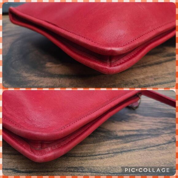 70s Coach Vintage Red Leather NYC Zip Clutch Portfolio w/ Wristlet - Picture 6 of 12